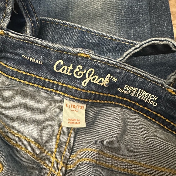 Cat & Jack Blue Denim Overalls Bibs with Shortalls Girls 10/12 Target Large - Picture 5 of 9